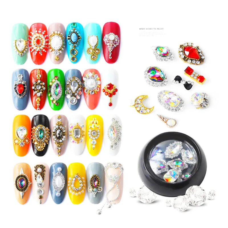 

6pcs Love Rose Butterfly Pendant 3D Alloy Nail Art Zircon Pearl Metal Manicure Nails Accessories DIY Nail Decorations Charm