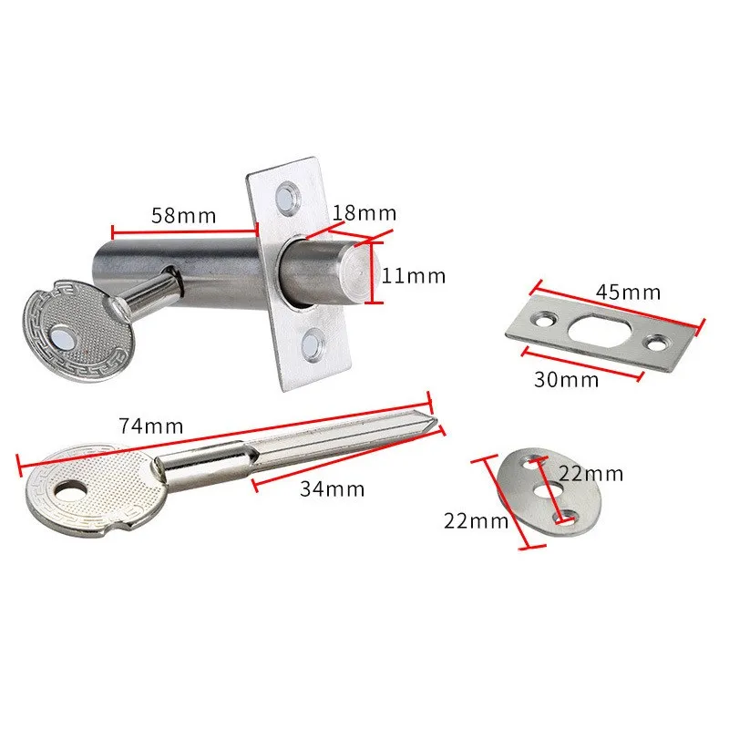 Фурнитура, трубка, скважина, невидимый дверной замок, замок из нержавеющей стали для блокировки трубы, огнеупорные дверные замки для прохода с ключом