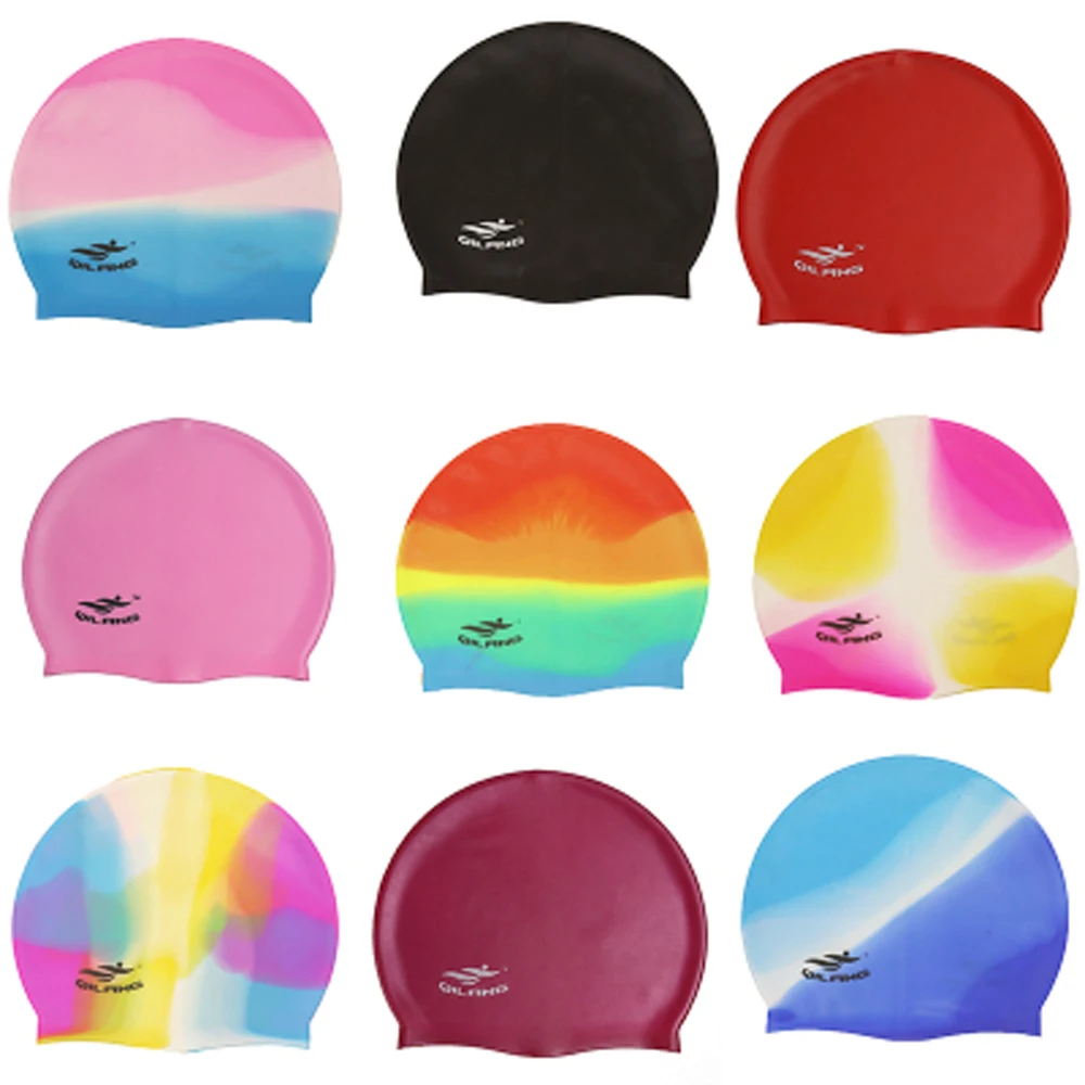 Waterproof Silicone Rubber Children Swimming Cap Adult Men Women Swim Caps Swimming Accessories Long Hair Ears Protection Hat