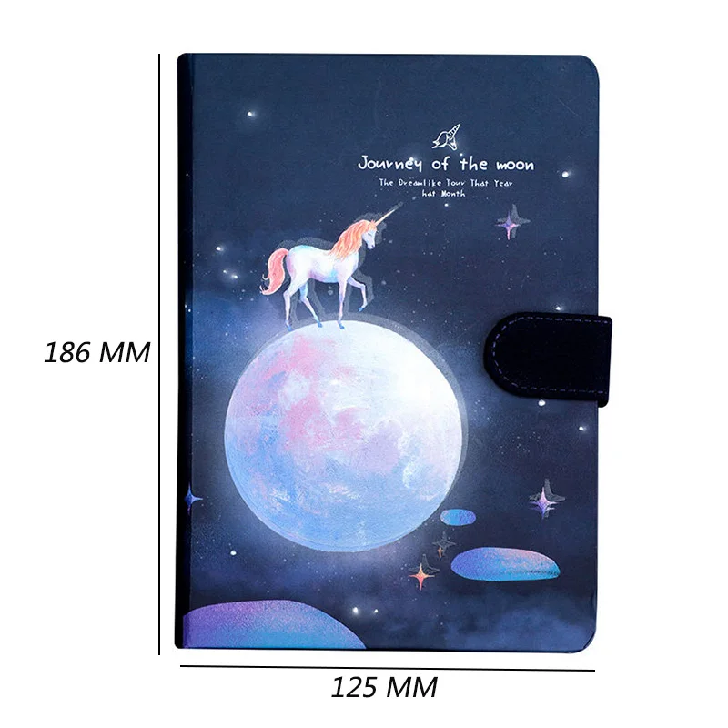 256 Page Cute Notebook Magnetic Buckle Color Page Student Manual Ledger Notepad Diary Book