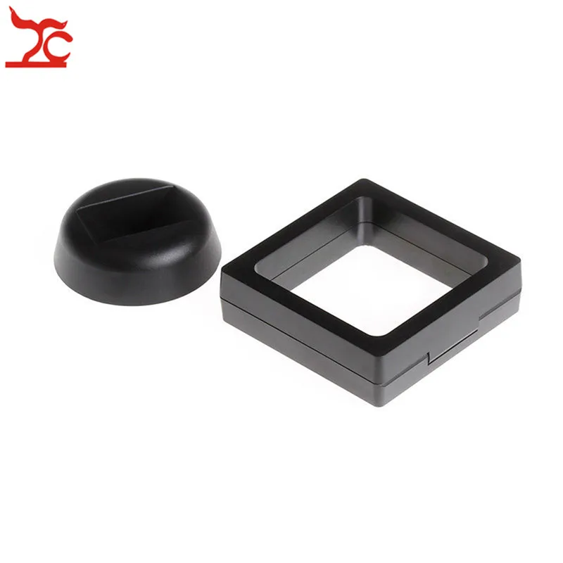 1 Set Suspended Floating Display Case Black White Plastic 3D Earring Coins Gems Ring Jewelry Exhibition Stand Holder Box