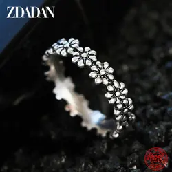 ZDADAN 925 Sterling Silver New Arrival Daisy Ring For Women Fashion Wedding Jewelry