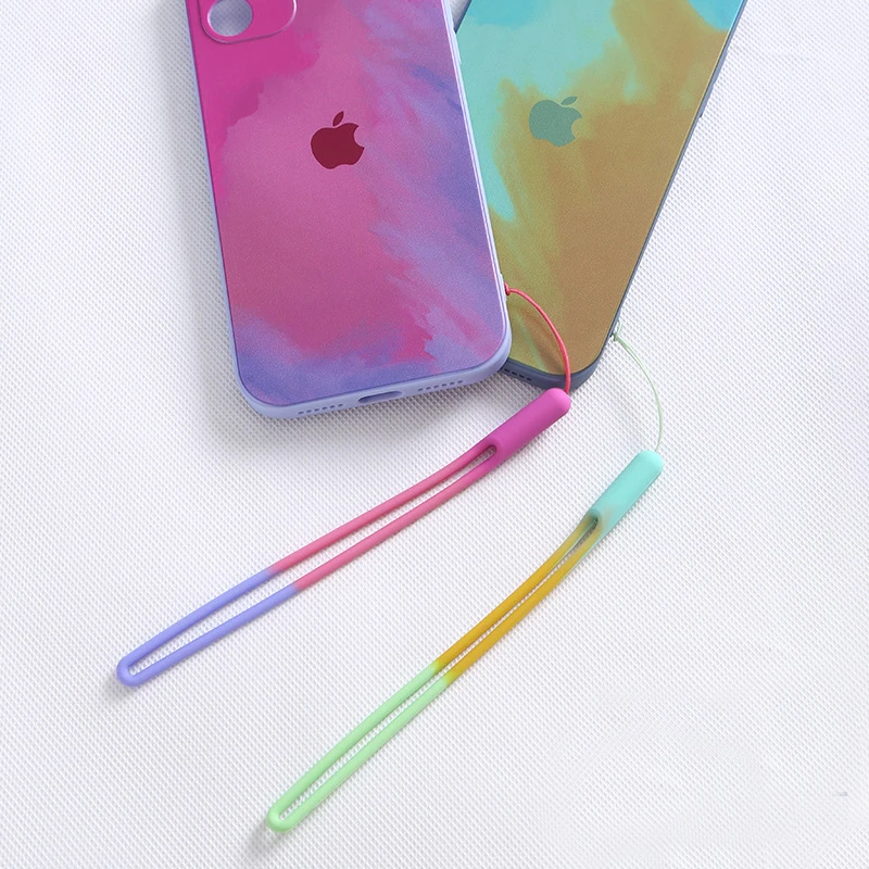 새로운 수채화 실리콘 끈, 액체 손목 끈, 크리에이티브 스피커 팬, 짧은 슬링 U 디스크 실리콘 휴대폰 끈, 1 개