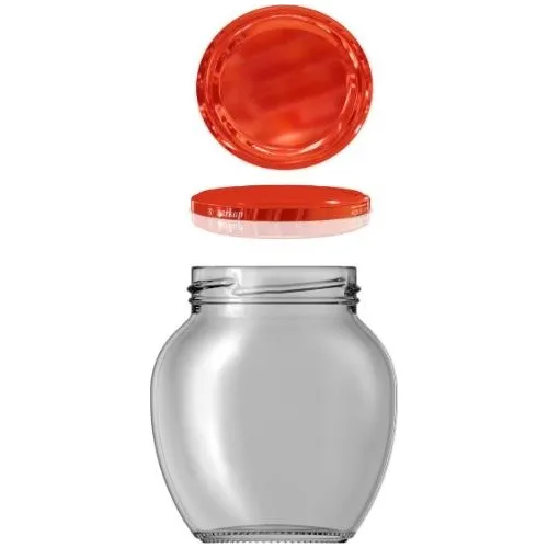 Pasabahce Glass Jar Egg 370 cc Red Cap 10 Pcs