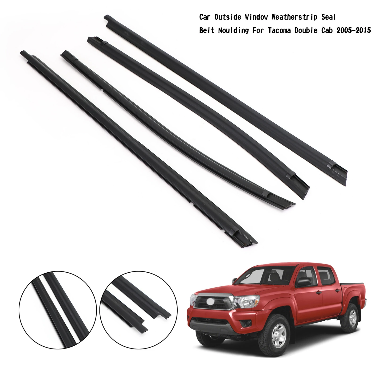 Artudatech Car Outside Window Weatherstrip Seal Belt Moulding For Tacoma Double Cab 05-2015