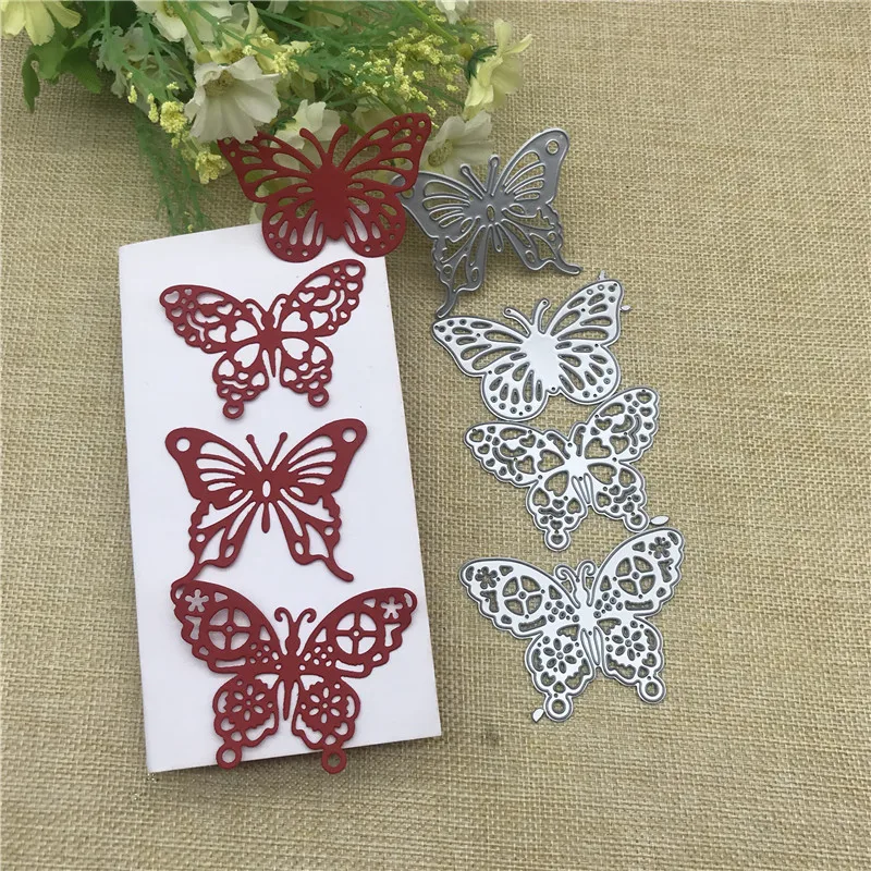 4pcs butterfly Lace Metal Cutting Dies Stencils For DIY Scrapbooking Decorative Embossing Handcraft Die Cutting Template