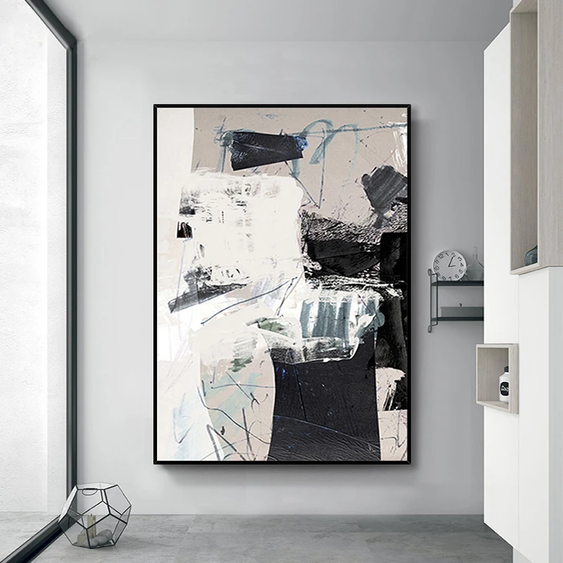 

Hand-painted Black And White Abstract Painting Abstract Art Deco Painting The Living Room Sofa Backdrop Corridor Modern Mural Pa