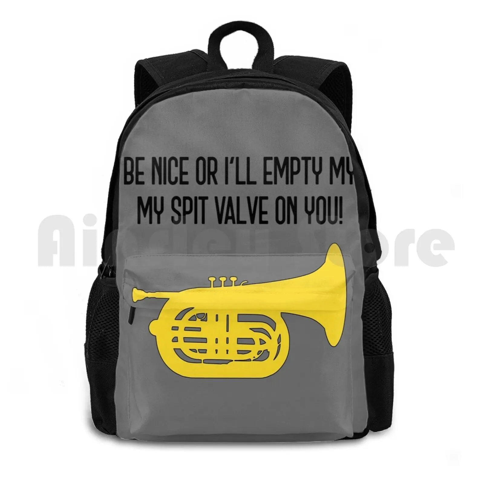 Funny Marching Baritone Gift , Marching Band , Concert Band-Be Nice Or I'll Empty My Spit Valve On You Outdoor Hiking Backpack