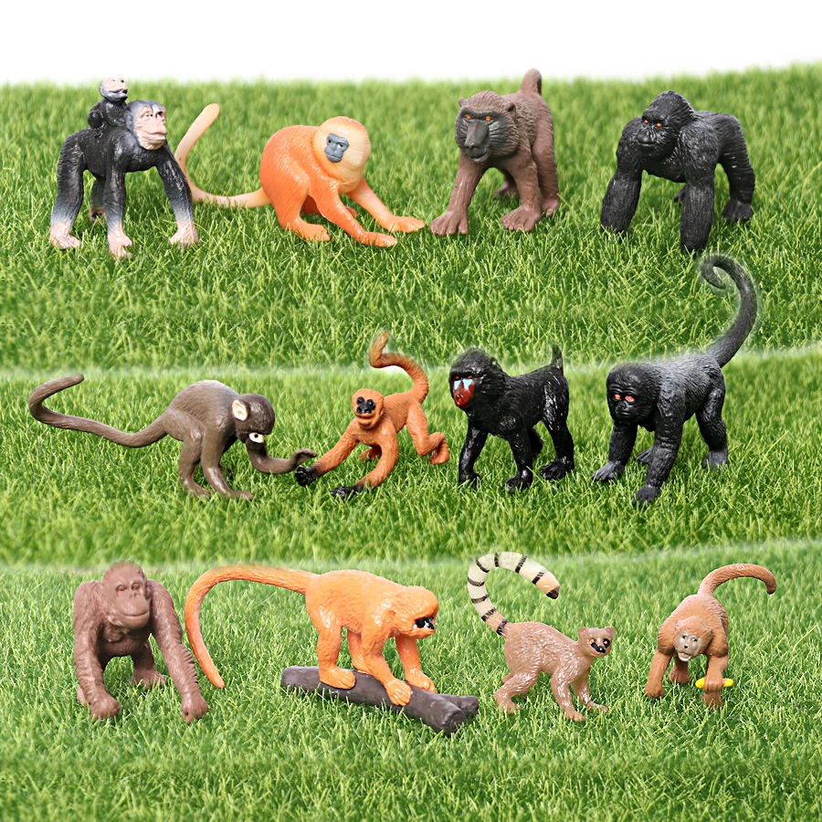 

Realistic Hand Painted Wild Animals Baboon,gorilla,chimpanzee,mandrill,Monkey and Apes Model figures Miniature Educational Toys