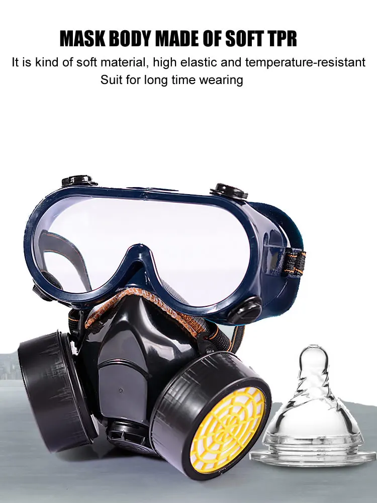 Emergency Survival Safety Respiratory Dust Gas Mask Goggles With 2 Dual Protection Filter For Painting Spraying DIY Work Safety