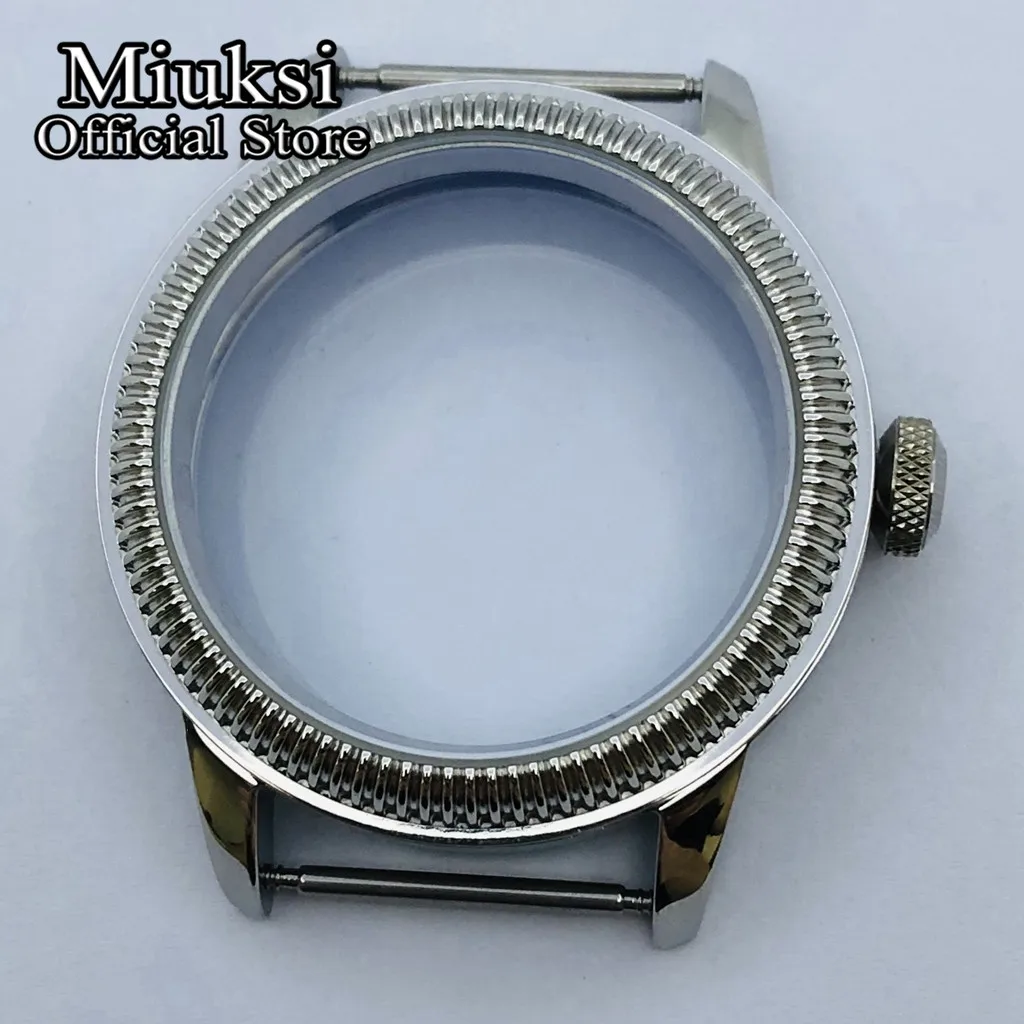 Miuksi 44mm silver stainless steel case fit ETA 6497 6498 Seagull ST3600 ST3620 ST36 series movement