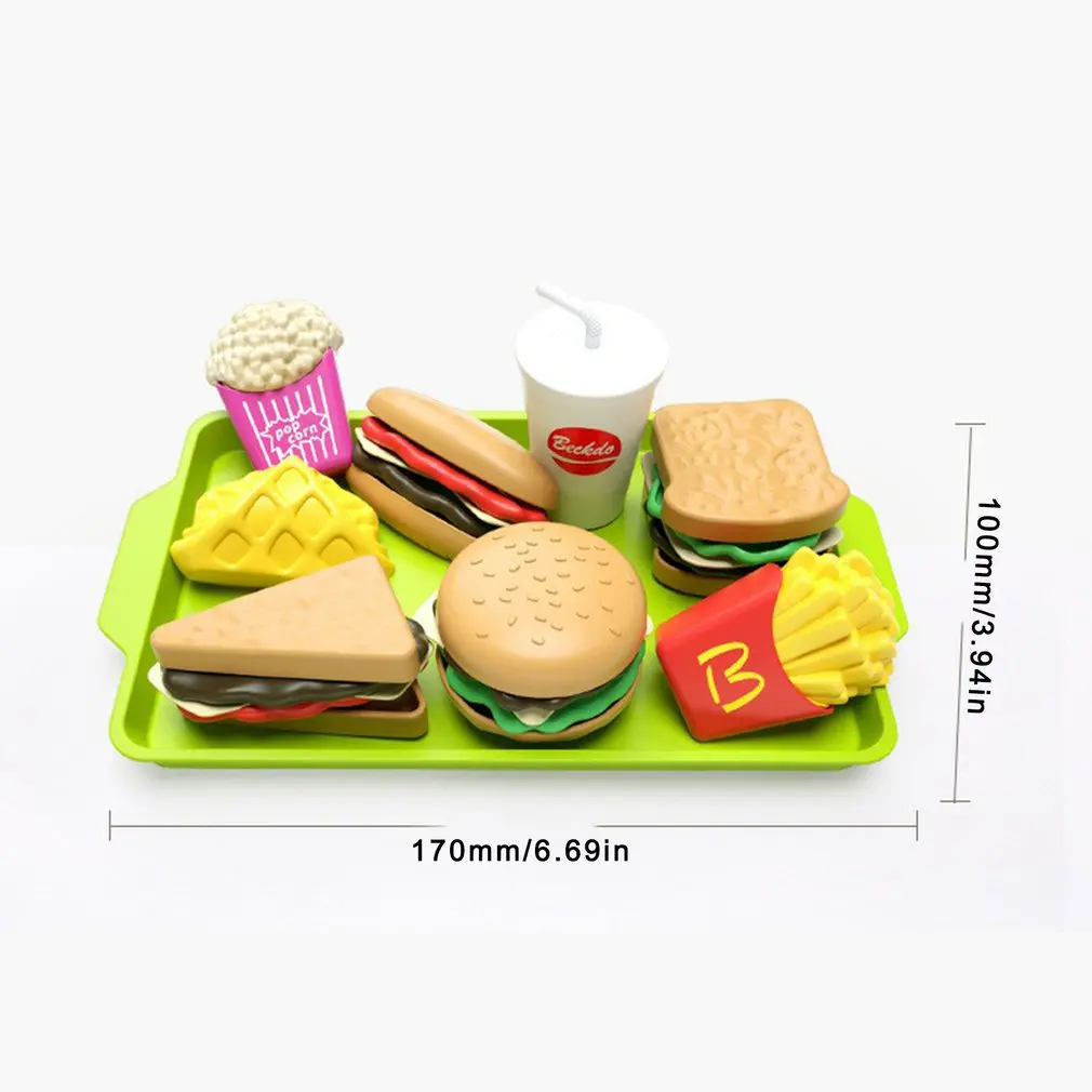 Children's Play House Toys Detachable Simulation Hamburger Bread French Fries Western Food Puzzle Set Education Toy for Kids