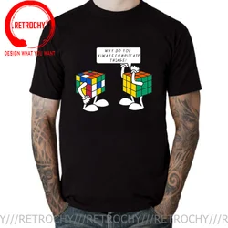 Men's T-shirt High Quality 100%cotton Interesting Rubik Boy's Cube printing Summer casual cool loose o-neck Magic Square t-shirt