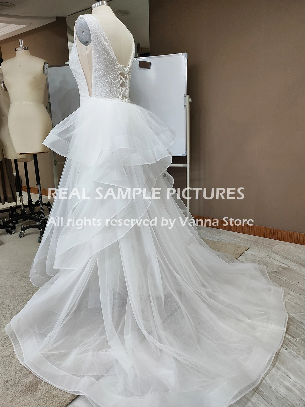 Glitter Sequins Mermaid Wedding Dress Detachable Tulle Overskirt Bling Beads 2021 Luxury Sleeveless V-Neck Sexy Bridal Gowns