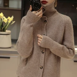 Turtleneck Women Sweater Women Khaki Long Sleeve CARDIGANS 2021 Autumn Winter Casual Pink Jumper Loose Sweaters Oversized