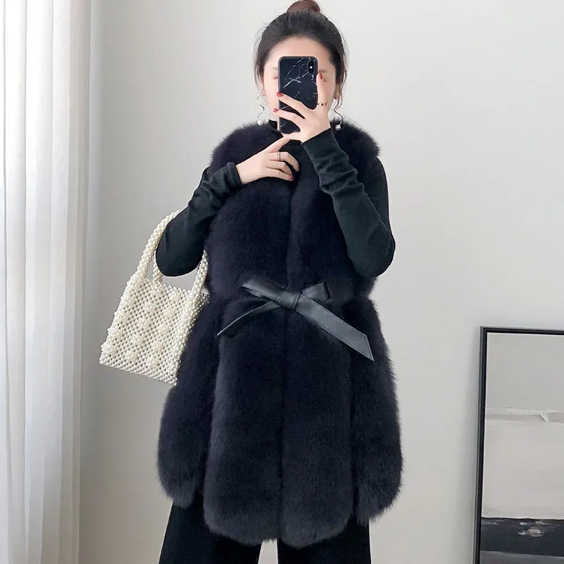 ZADORIN Korean Fashion New Winter Fluffy Faux Fox Fur Vest Women Elegant Furry Warm Long Autumn Jacket Women Fur Coats Jackets