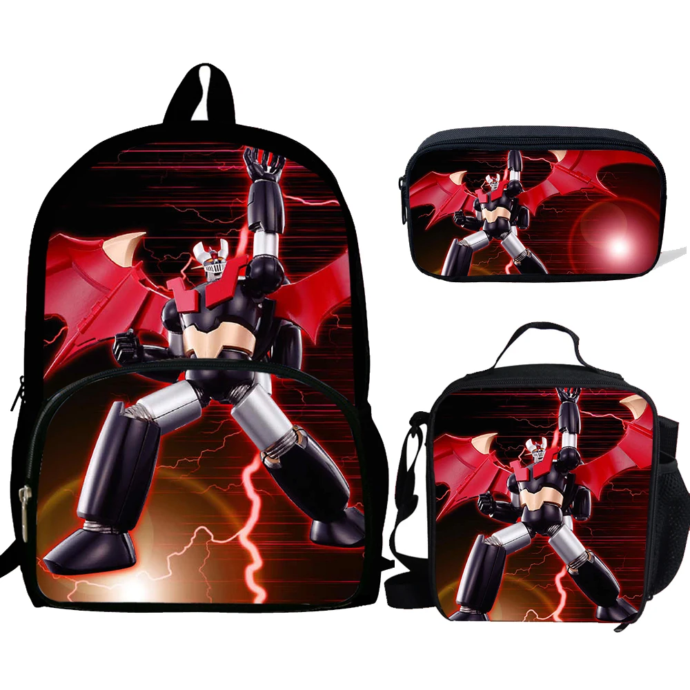 3PCS School Bag Set Mazinger z Printing School Backpack For Teenagers Boys Girls Student Travel Book Bag Schoolbags