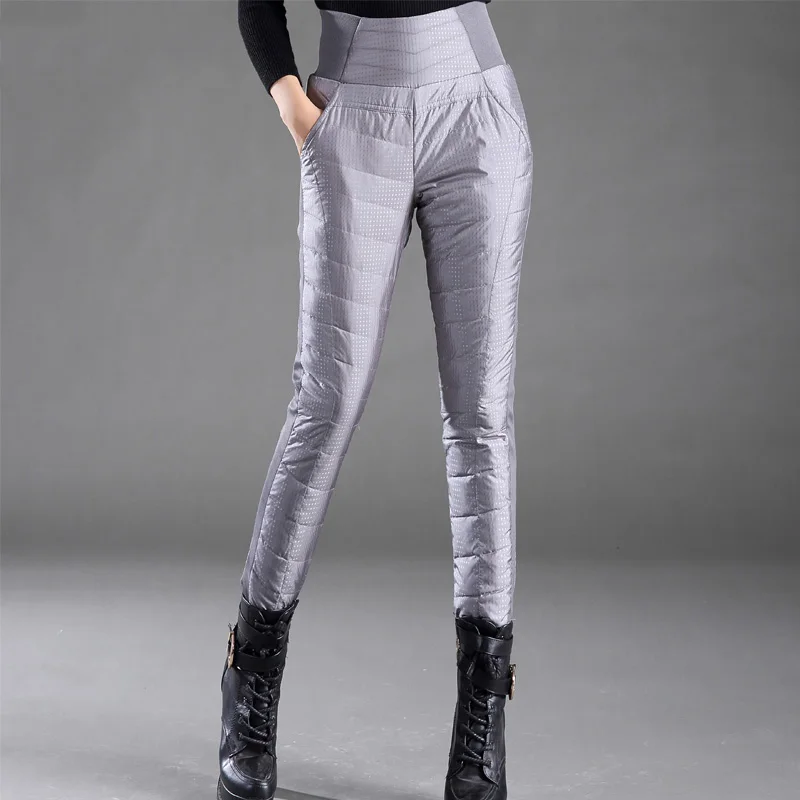 

Casual sport ski hiking pants Women White Duck Down Pants Winter Thick Warm Slim High Waist Pants For Women Plus Size Trousers