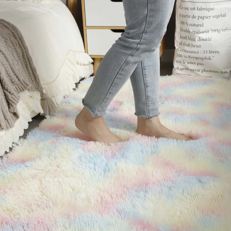 Round Plush Carpet For Living Room Anti-slip Fluffy Large Area Mat Thick Bedroom Decorative Carpets Floor Soft Rug Home Pink Rug