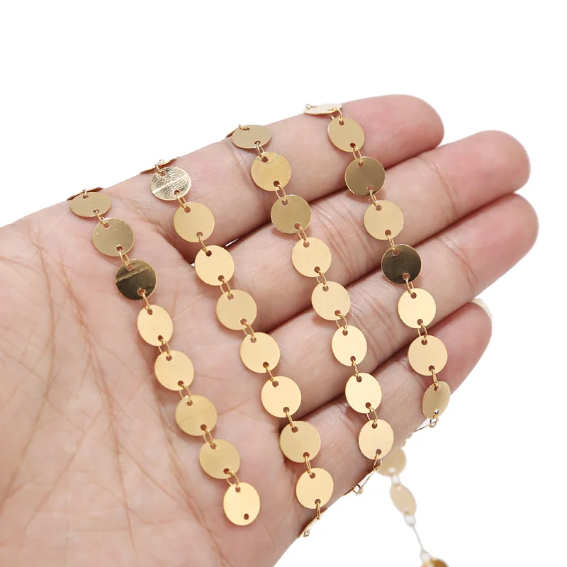 1 Meter 8mm/6mm Stainless Steel Round Disc Chains Gold Coin Chains for Necklace Bracelet Anklet DIY Jewelry Making Supplies