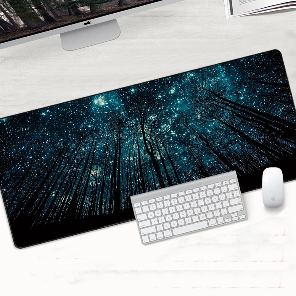 

Extra Large Planet Shiny Keyboard Mouse Pad Starry Night Computer Mousepad XL Big HD Pattern Custom Rubber Office Desk Mice Pad