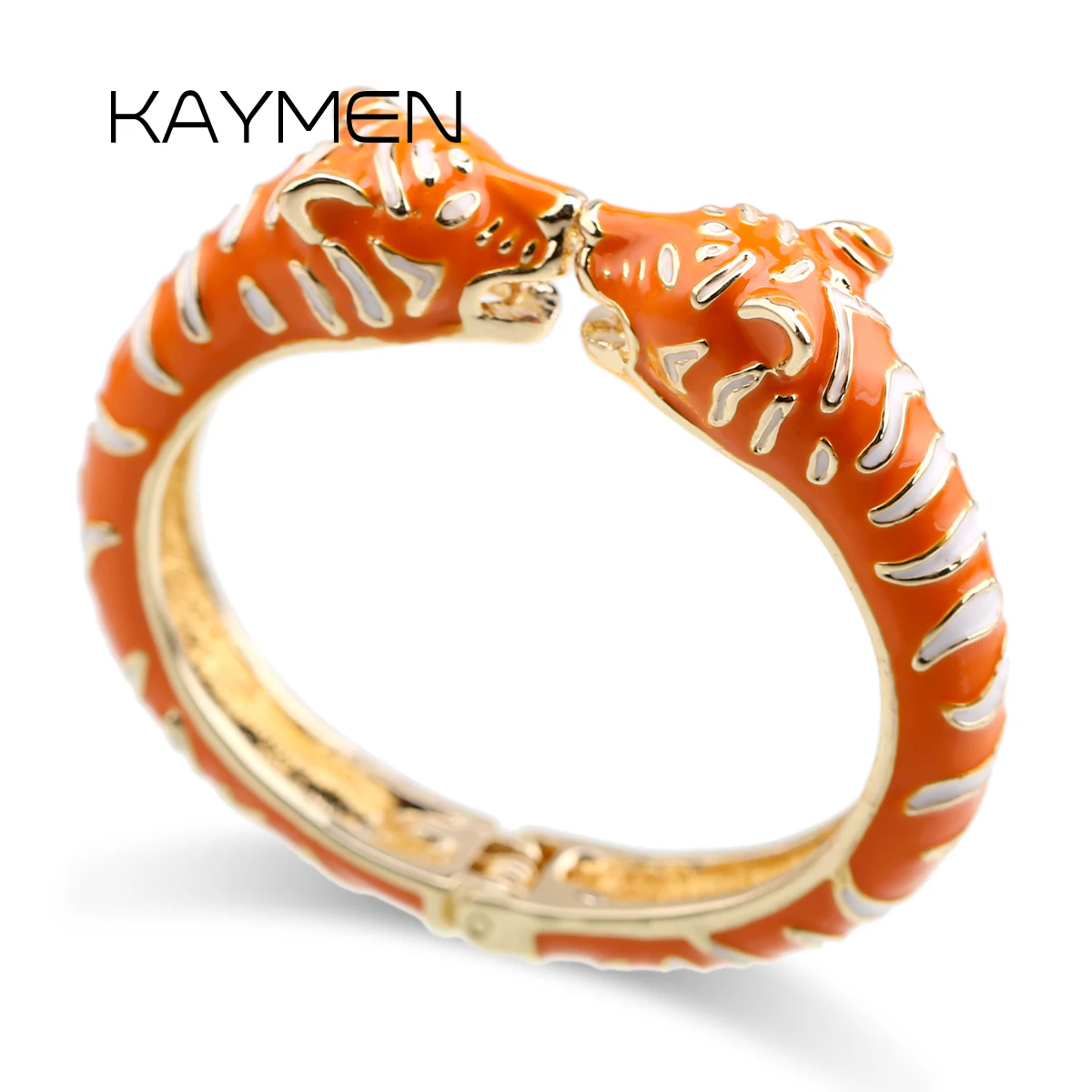 New Animal Leopard Head Cuff Bangle for Women， Gold-plating Enameled Colorful Statement Fashion Bracelet Hands Jewelry