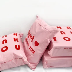 10Pcs Pink Plastic Envelope Express Shipping Mailing Bag Thank You Courier Storage Bag Waterproof Packaging Bags Mailer 25x35cm