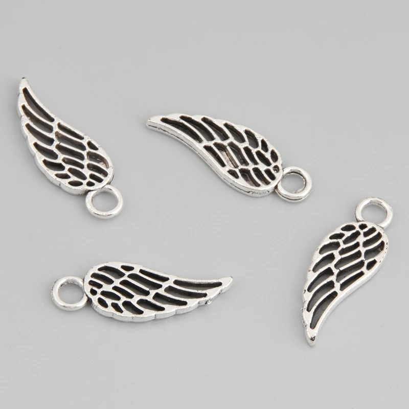 100pcs Silver Color 18x16.5mm Small Wing Charms Angel Wings Pendant Fit DIY Handmade Metal Jewelry Findings Supplies