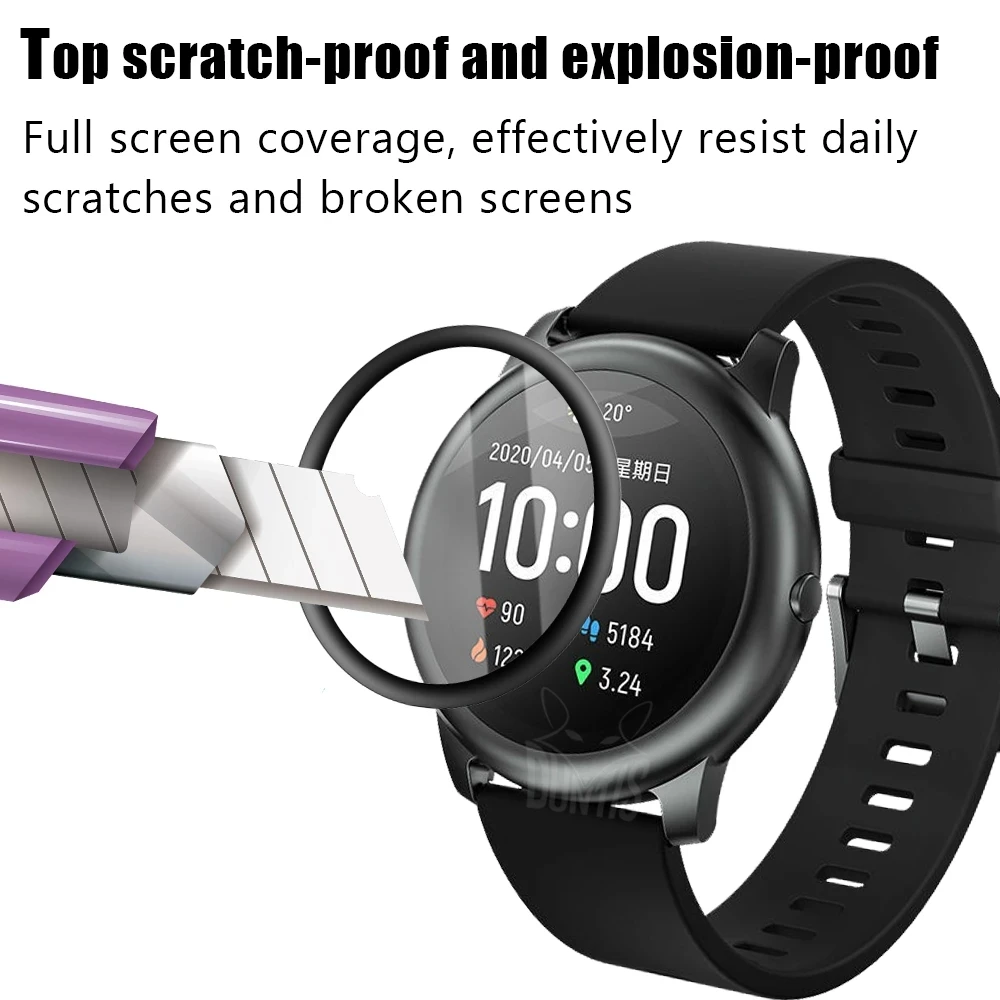 3D ขอบโค้งป้องกันฟิล์มสำหรับ Xiaomi Haylou พลังงานแสงอาทิตย์ LS05 Smartwatch Screen Protector ฟิล์มสำหรับ Mi Haylou พลังงานแสงอาทิตย์ (แก้ว)