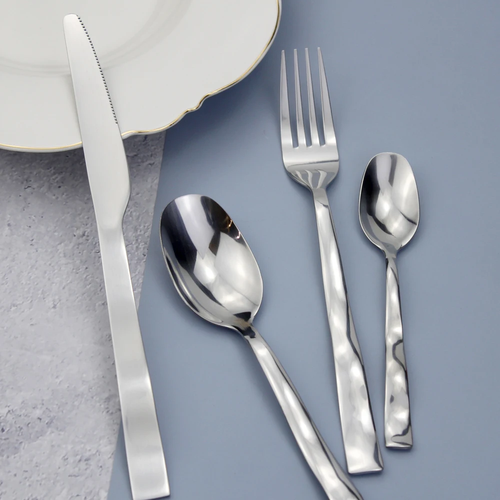 Multi-functional 11 Utensils Wave Style Cutlery Set Mirror Stainless Steel Salad Dinnerware Dishwasher Flatware For Kitchen Home