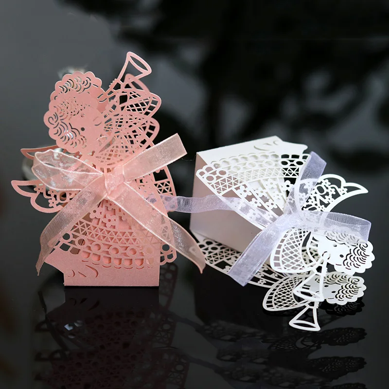 20/50Pcs Laser Cut Angel Girl Candy Box Wedding Favor Gift Packaging Boxes Sweet Bag Valentine's Day Engagement Party Decoration