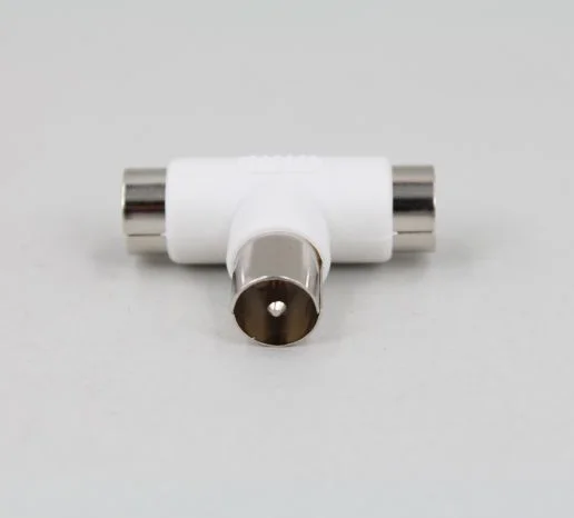 5pcs 75-5 Free Welding RF Television Plug Male to 2 Female 9.5 TV RF Terminal Antenna Connector White colour