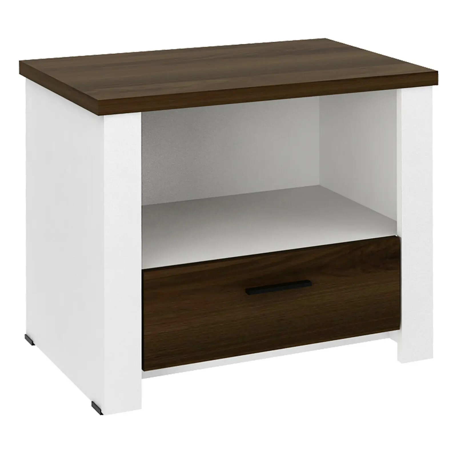 

Accent Nightstand with Drawer and Open Shelf Sofa End Table Bedroom Living Room