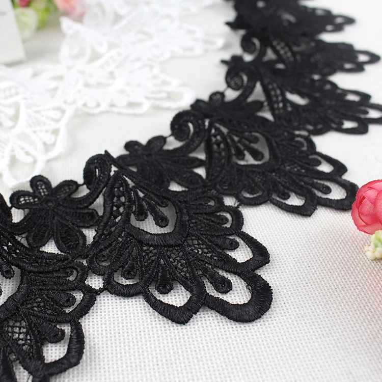 10CM Wide Exquisite White Black Cotton Embroidery Hollow Out Lace Accessories DIY Dresses Hem Sleeve Edge Trim Decorative Fabric