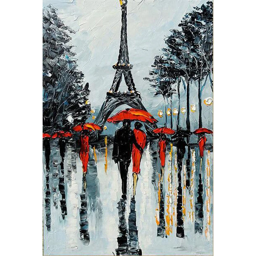 5D DIY Diamond Painting abstract Paris tower rain lover Full Square/Round Diamond Mosaic Sale Embroidery Home Decor Gift FH322