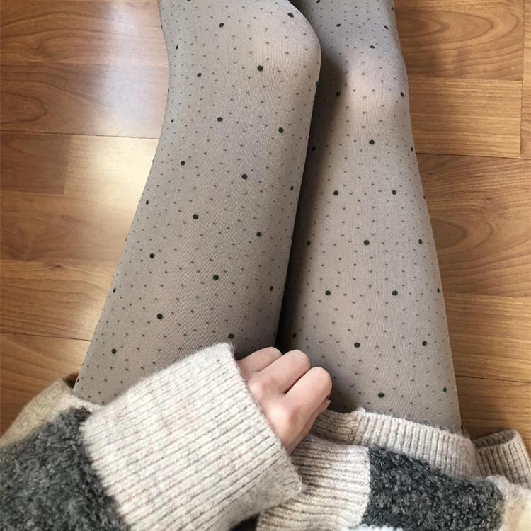 LYNETTE'S CHINOISERIE Spring Autumn Women Vintage Polka Dots Japanese Style Mori Girl Jacquard Velvet 100D Leggings Pantyhoses