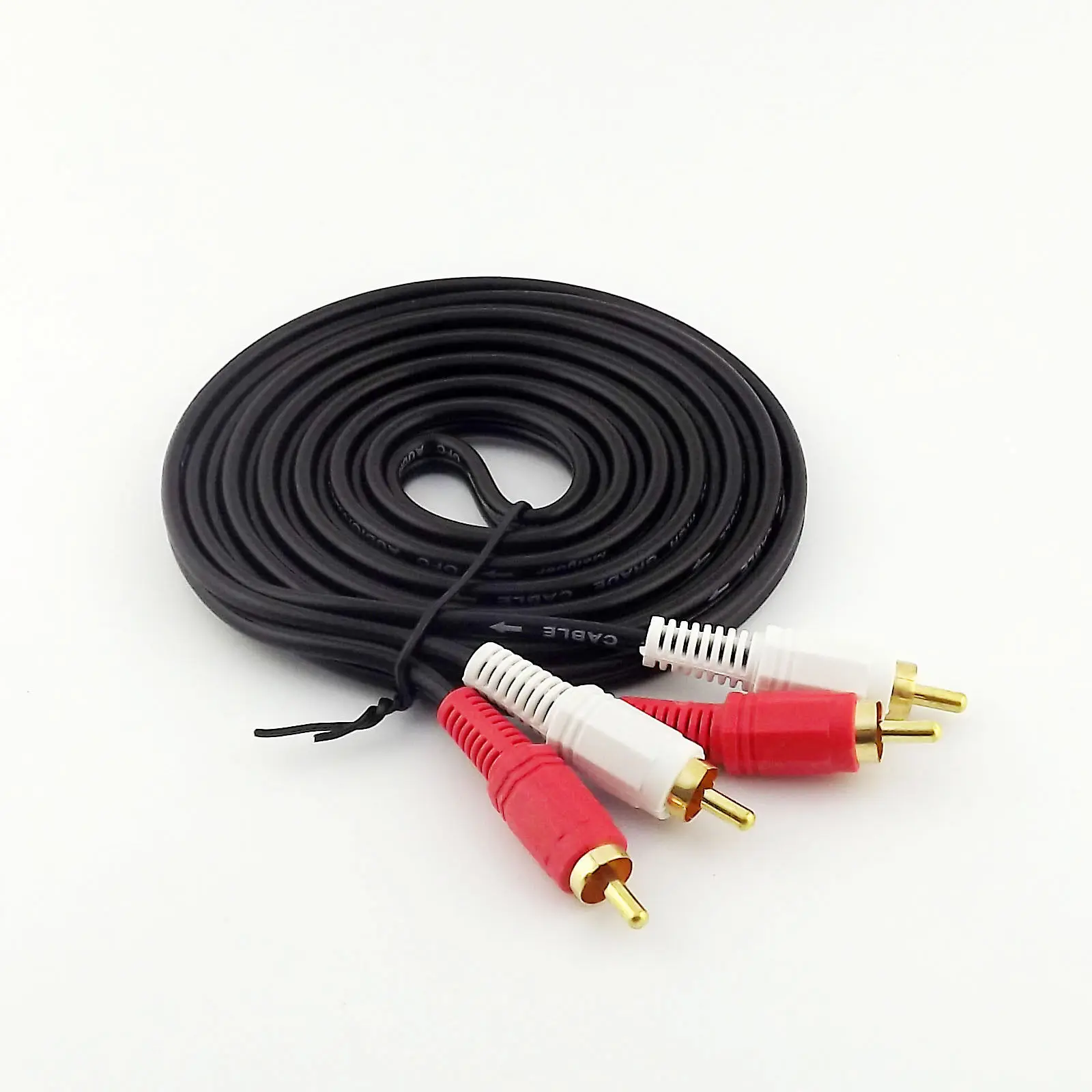 1 set 10FT / 3M Twin Phono 2 RCA Cable Audio Lead Gold Two Male TV Projector 2 RCA Cord