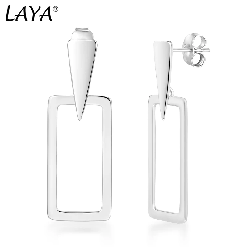 

Laya 925 Sterling Sliver Individual Geometric Triangle Rectangle Design Fashion Drop Earrings For Women Contracted Jewelry