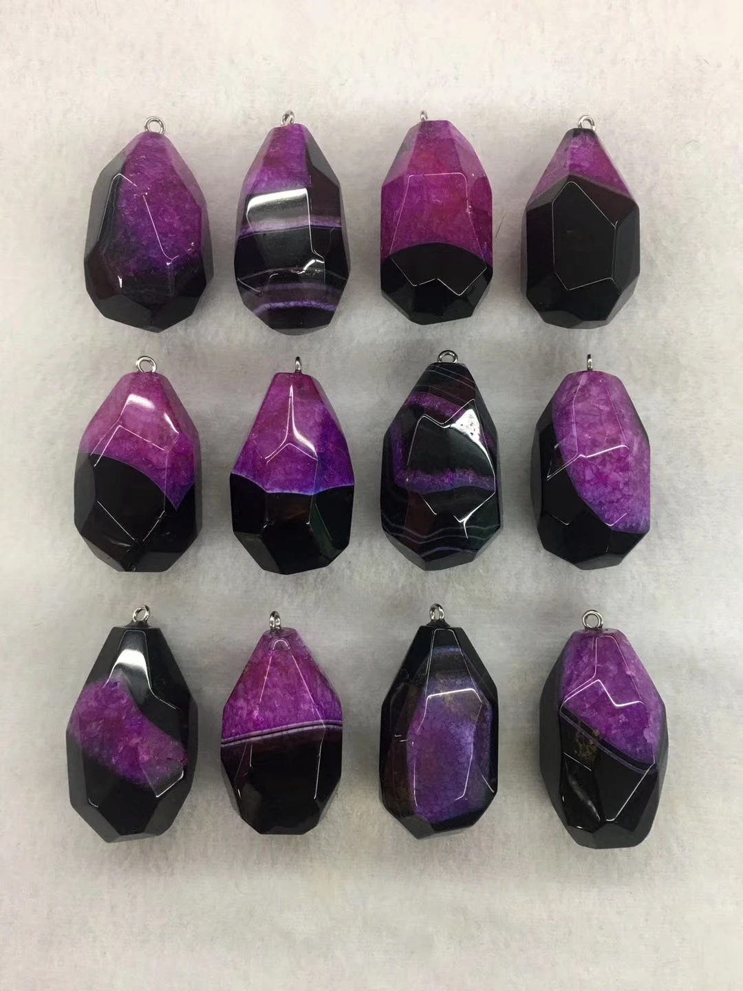 Wholesale 2pcs/pack Multi Quartz Faceted Agate Bead Pendant Natural Stone Jewelry Making Supplies