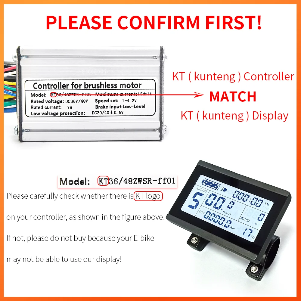 EBike KT LCD Display LCD3 LCD5 LCD7U LCD7C LCD8 LED 900 Display 24V 36V 48V 72V for Electric Bicycl KT controller Conversion Kit