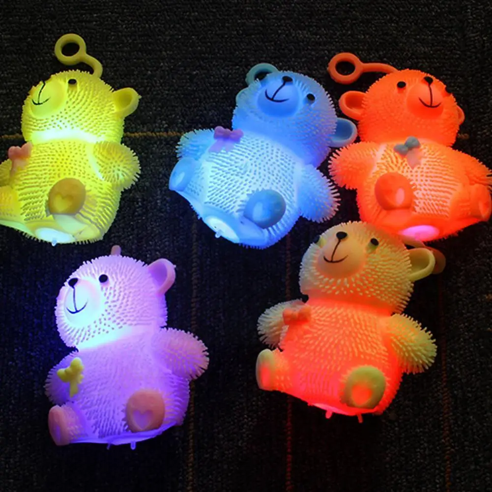 Glowing Squeeze Fidget Toys Kawaii Animal Soft Stress Ball Toys And Sensory Relief Flashing Funny Anti Stress Ball Toy Bear