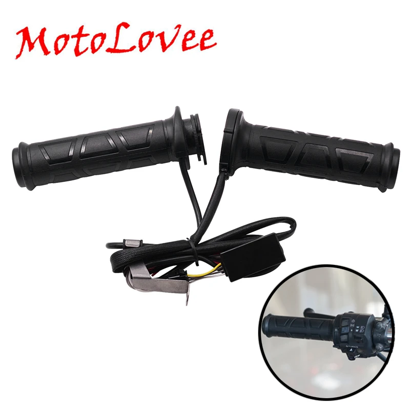 MotoLovee Universal Motorcycle 22mm Electric Heated Grips Scooter Moped Bar Hand Warmer Adjustable Hot Grip 12V Pair
