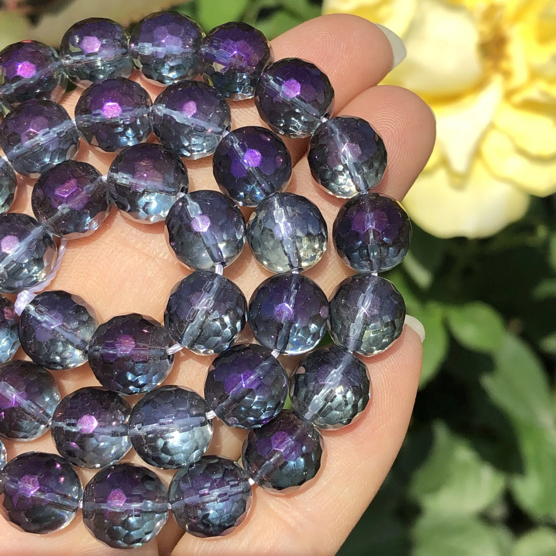Faceted Purple Multicolour Quartzs Beads Round Loose Spacer Beads For Jewelry Making Crystal Glass Diy Bracelet 6/8/10/12MM 15”