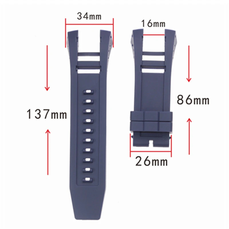 34mm silicone watch strap for Invicta watch black blue watchband bracelet belt comfortable and waterproof Accessories