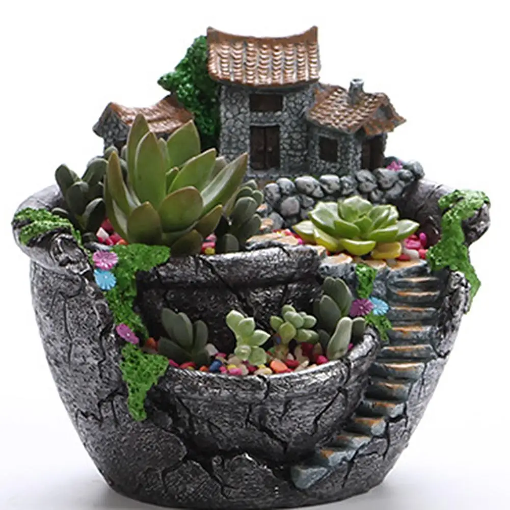 Succulent Plants Planter Flowerpot Resin Flower Pot Plant Pots Decorative Home Garden Decoration Plants Holder