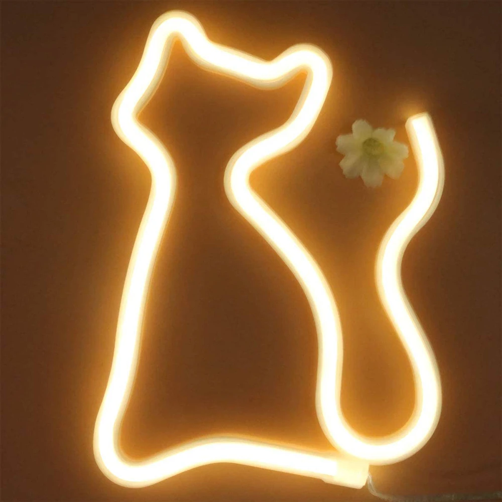 Cat Kitty Neon Sign Lights Wall Decoration Usb/Battery Bar Ktv Snack Shop Commercial Lighting Led Neon Night Light Room Decor