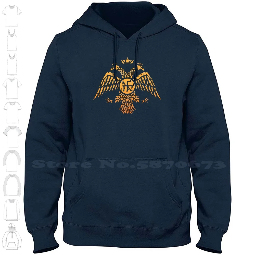 Byzantine Eagle Symbol Flag 100% Cotton Hoodie T-Shirt Byzantine Byzantium Roman Eagle Headed 2 Vulture Coat Of Arms Empire