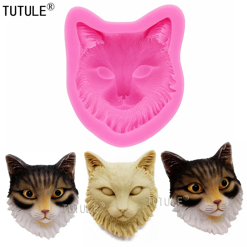 Cat Head Silicone Mold Fondant Chocolate Candy Polymer Clay Craft Cake Tool Cake Cupcake Topper Sugar Decorations flexible mold