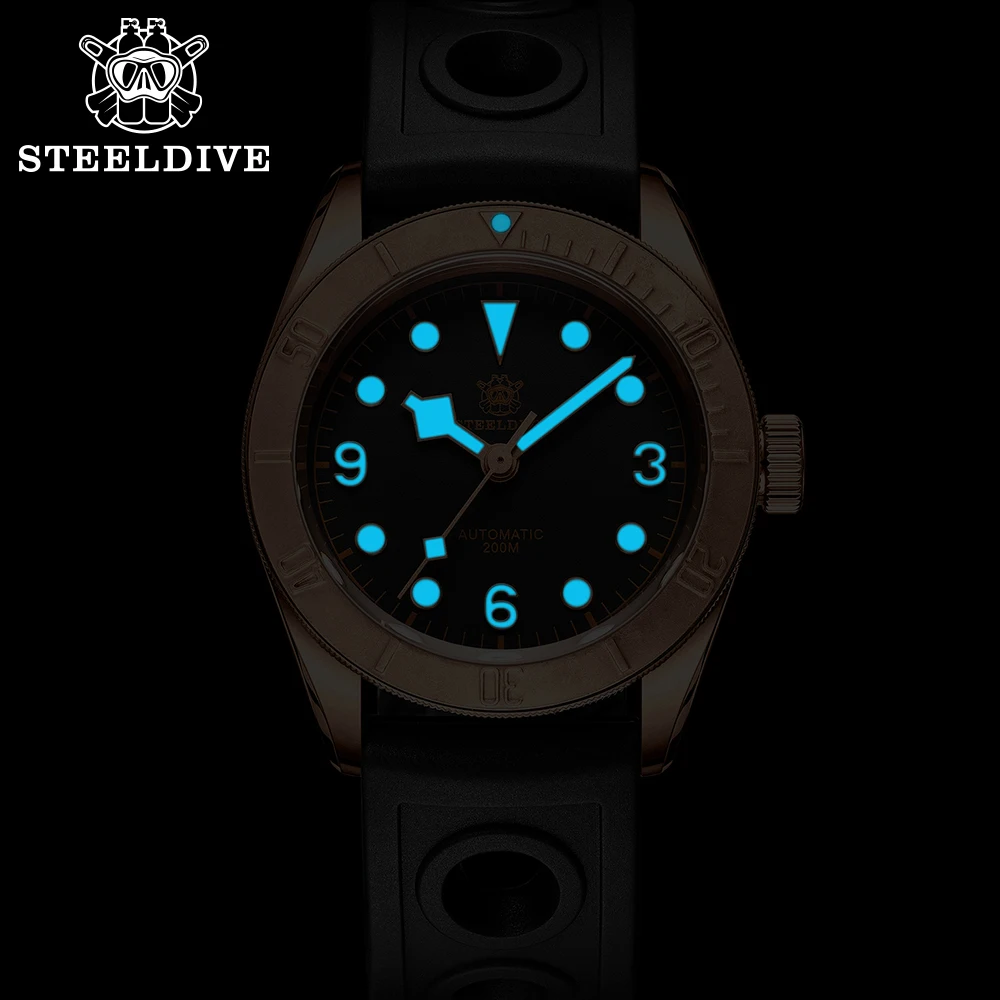 Steedlve SD1958S CUSN8 Caja de bronce Reloj automático NH35 Reloj de buceo resistente al agua de 200 m