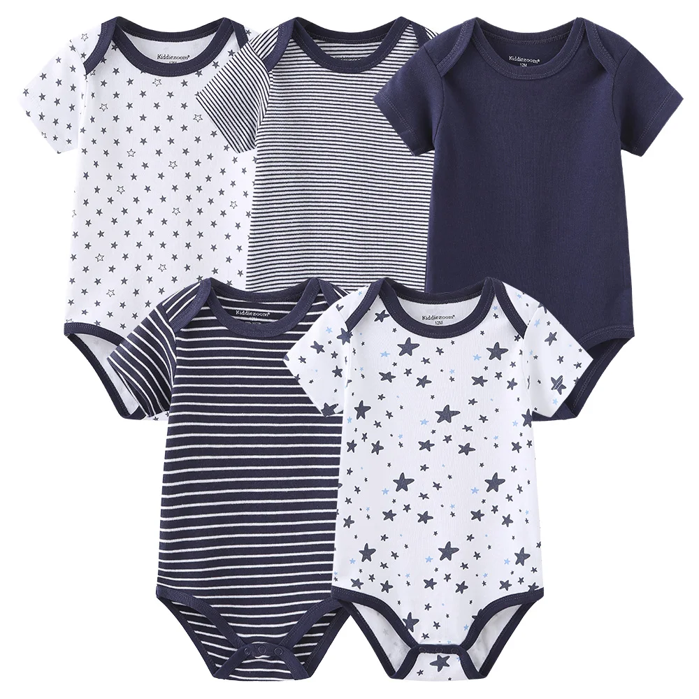 5PCS Baby Rompers 100%Cotton Newborn Clothes Boy Girl Jumpsuit Newborn Baby Summer Star striped print Short Sleeved Jumpsuit Set